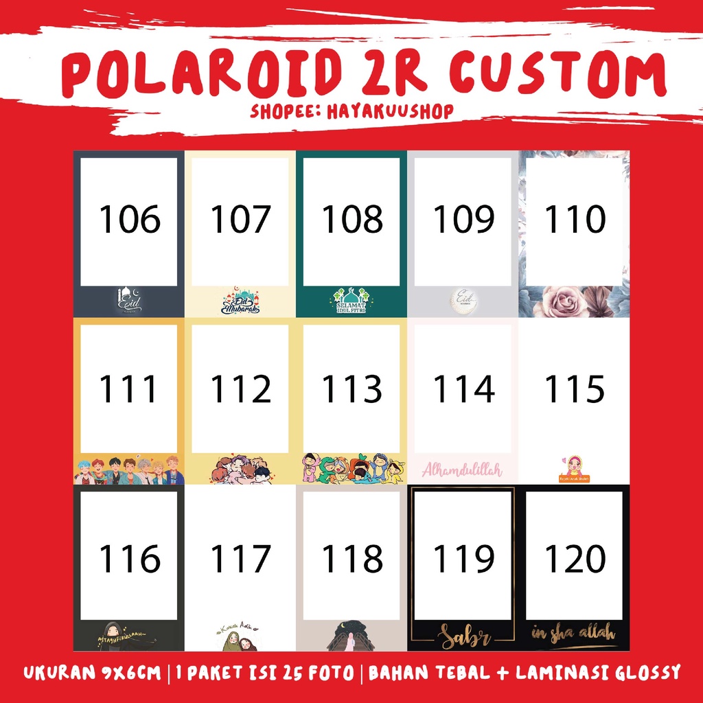 CETAK POLAROID CUSTOM PAKETAN (25 FOTO 1 BG)