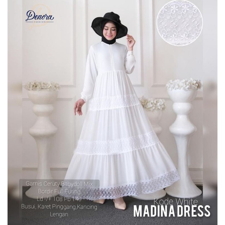Dress wanita kekinian lenggang panjang gamis ceruty babydoll mix bordir full furing Ld 108 Pb 140 Ma