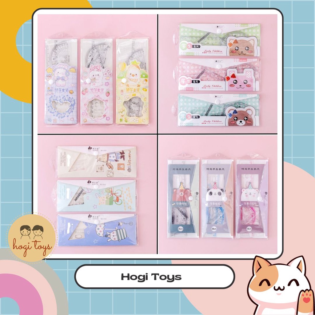 

Penggaris Garisan Set Isi 4 Pcs / 4 in 1 Ruler Set