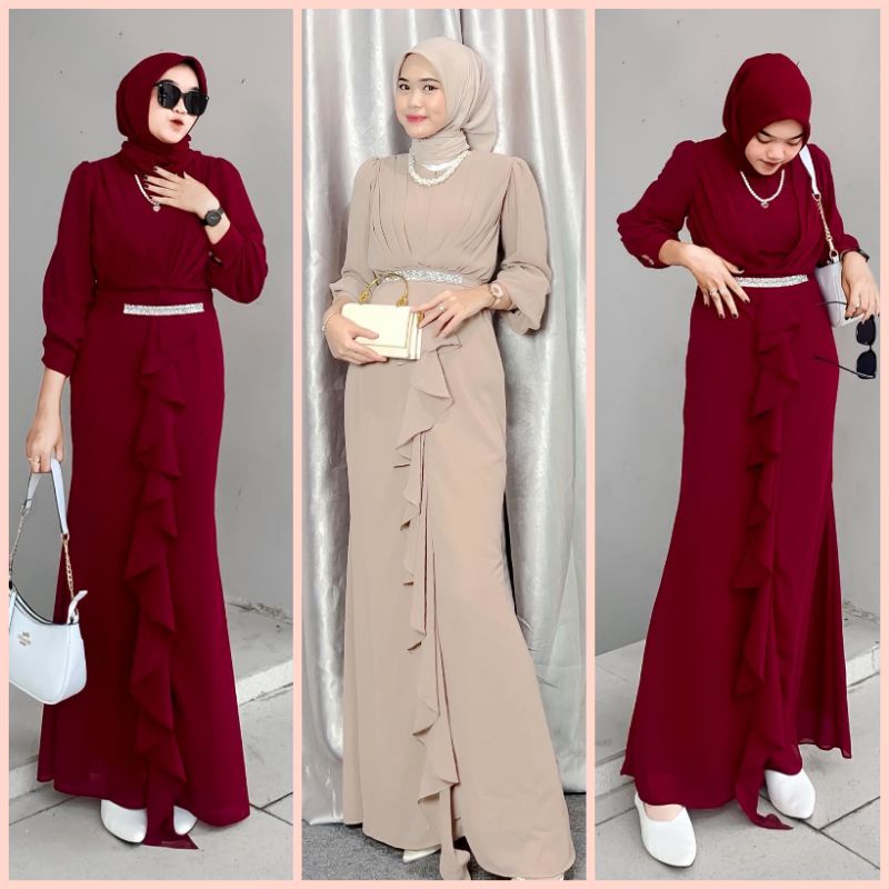 KIANDRA DRESS LEBARAN CERUTY | Outfit Kondangan Bridesmaid | Gaun Pesta Simple