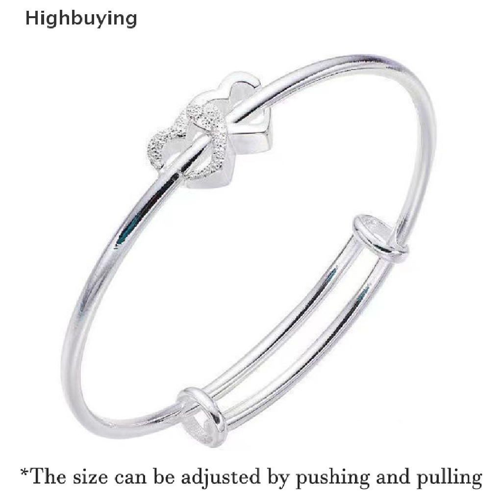 Hbid Fashion Double Heart Adjustable Bangle Fashion Warna Perak Kepribadian Sederhana Gelang Untuk Wanita Gadis Persahabatan Perhiasan Hadiah Glory