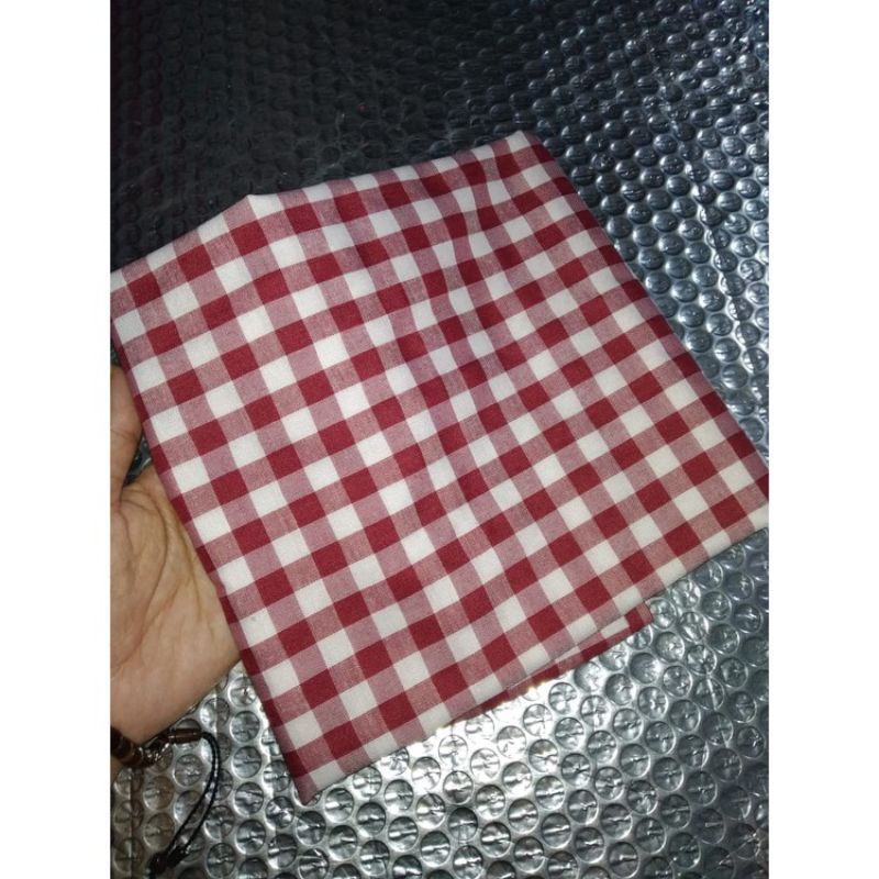 tudung tutup saji persegi panjang motif kotak kecil renda
