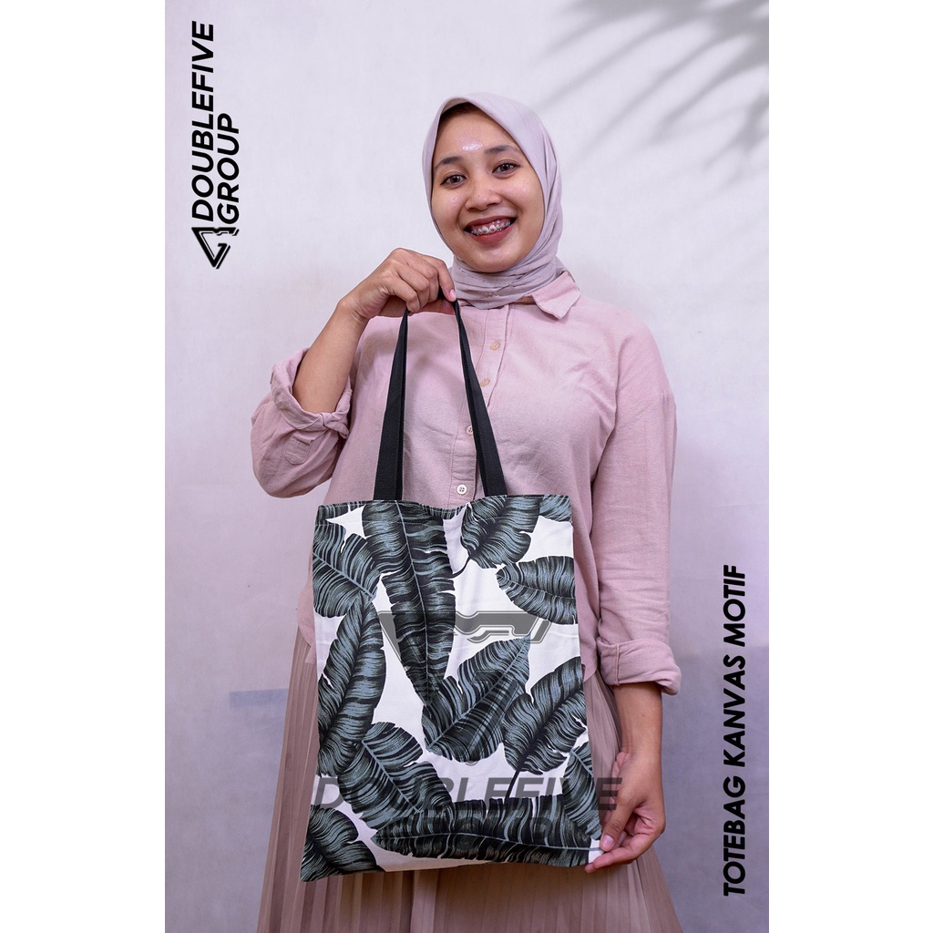 TOTE BAG WANITA TOTEBAG PRIA CANVAS MOTIF GOOD QUALITY WITH RESLETING