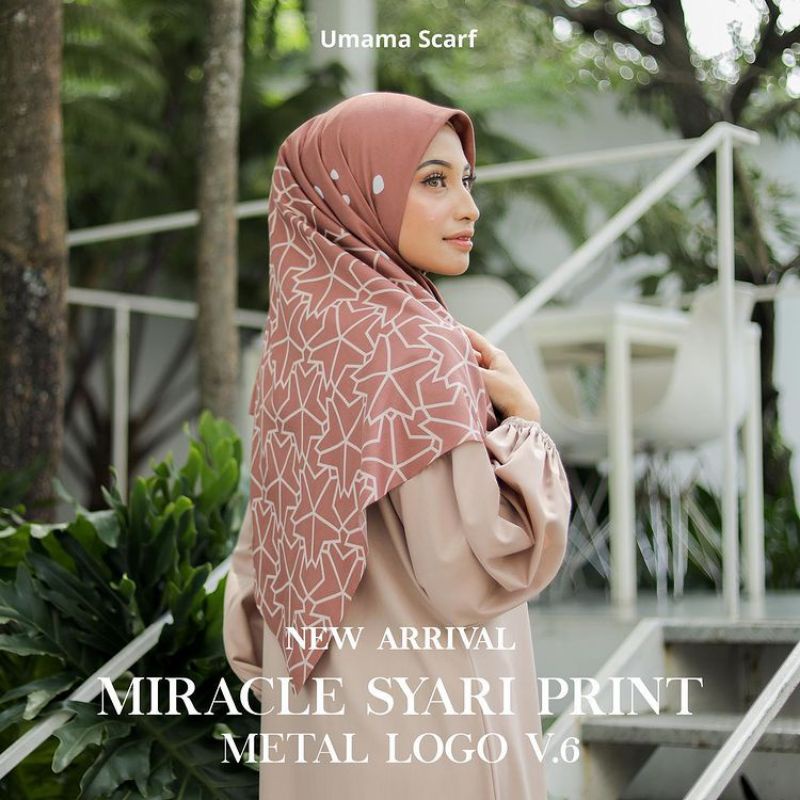 Hijab Umama Voal Miracle Syar'i Motif Metal Logo Jilbab Grosir