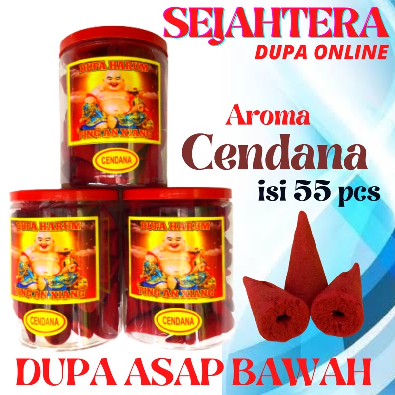 Dupa Tumpeng/Kerucut Asap Bawah Aroma “CENDANA” isi 55pcs Toples MERAH