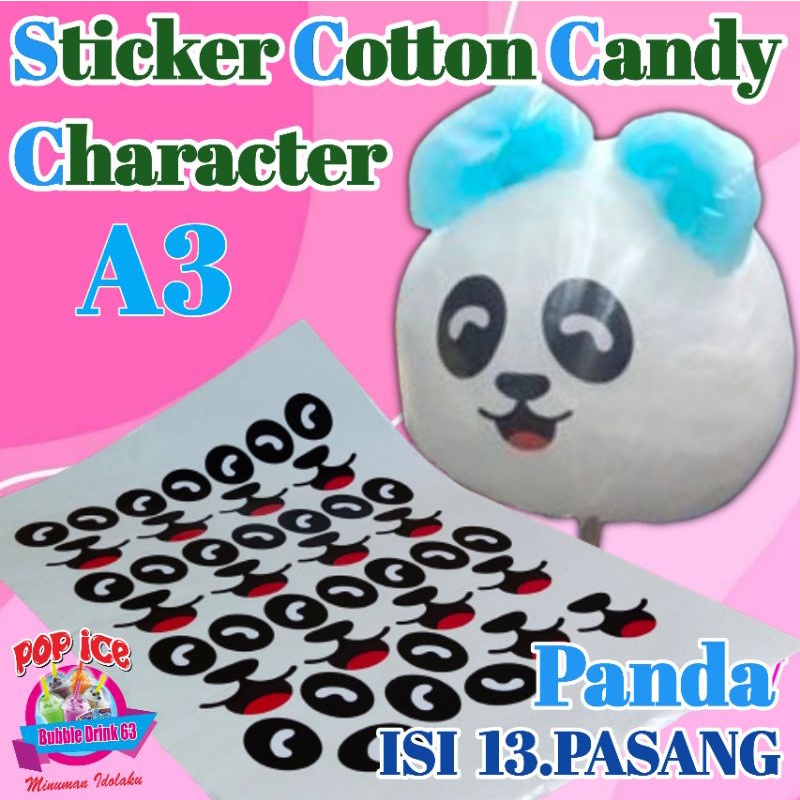 Stiker Gulali Karakter Panda isi 13.pasang
