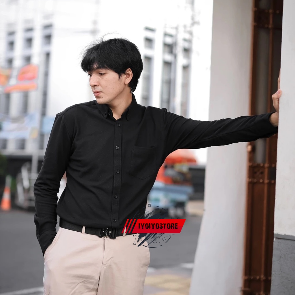 Kemeja Pria Hitam Lengan Panjang Polos bahan katun /Kemeja hitam pria lengan panjang/kemeja cowok le