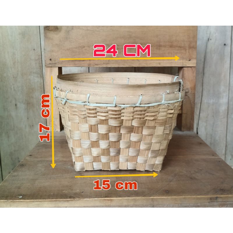 Tenggok bambu/bakul bambu/dunak bambu berkualitas -+24cm