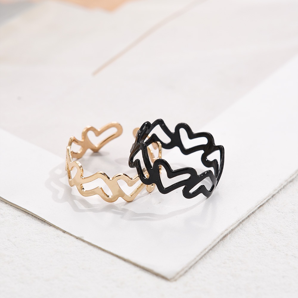 Adjustable Terbuka Elegan Indah Hadiah Wanita Fashion Perhiasan Sederhana Trendi Logam Cinta Berbentuk Hati Jari Cincin Halus Tipis Halus Pesta Rings Wanita