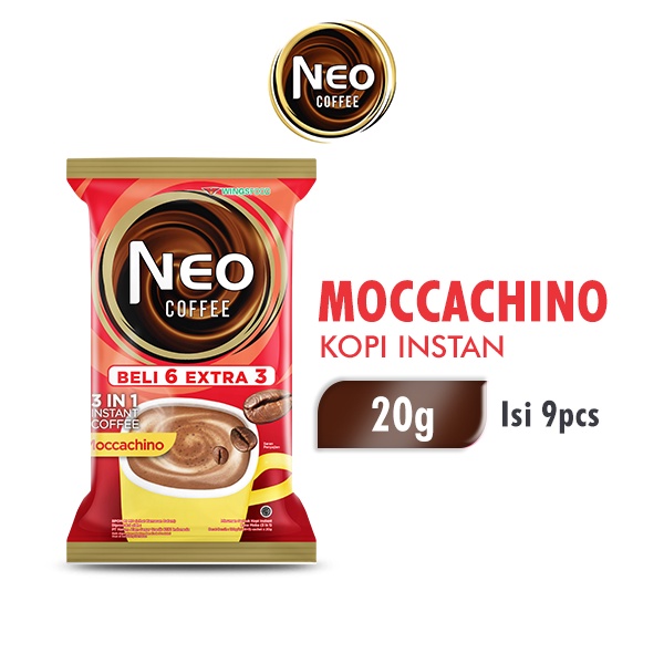 

Neo Coffee Kopi Instan Moccachino Pack 20 gr isi 6 + 3 pcs