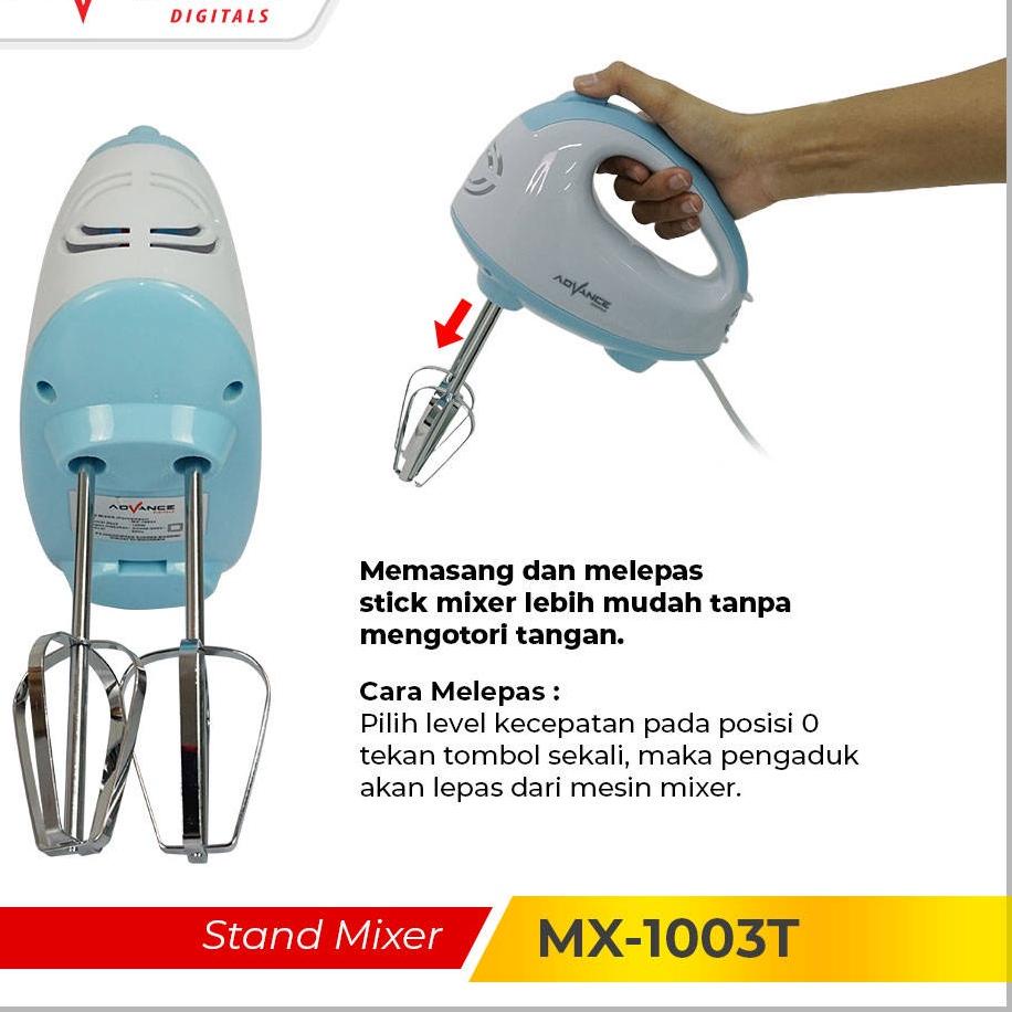 Viral Stand Mixer Advance MX-1003T ( Mangkuk Stainles + 2Liter ) Pengocok Telur Mesin Roti 7 Kecepat