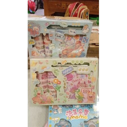 

KADO UNIK WASHI TAPE STICKER SET STIKER SET DIY SCRAPE BOOK WARNA PASTEL BELUDRU