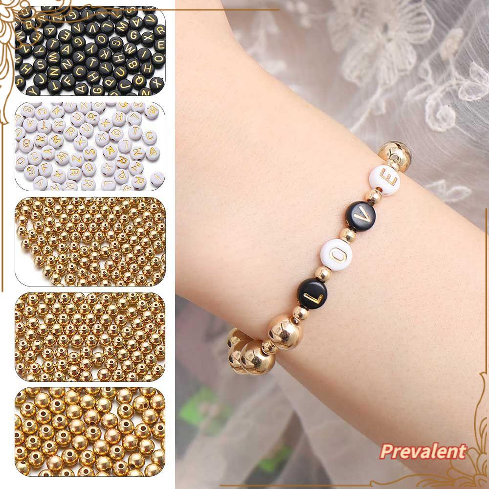 Preva 1600pcs Spacer Beads Earring Kecil Halus Kalung DIY Craft Kit Datar Bulat Huruf Manik Longgar