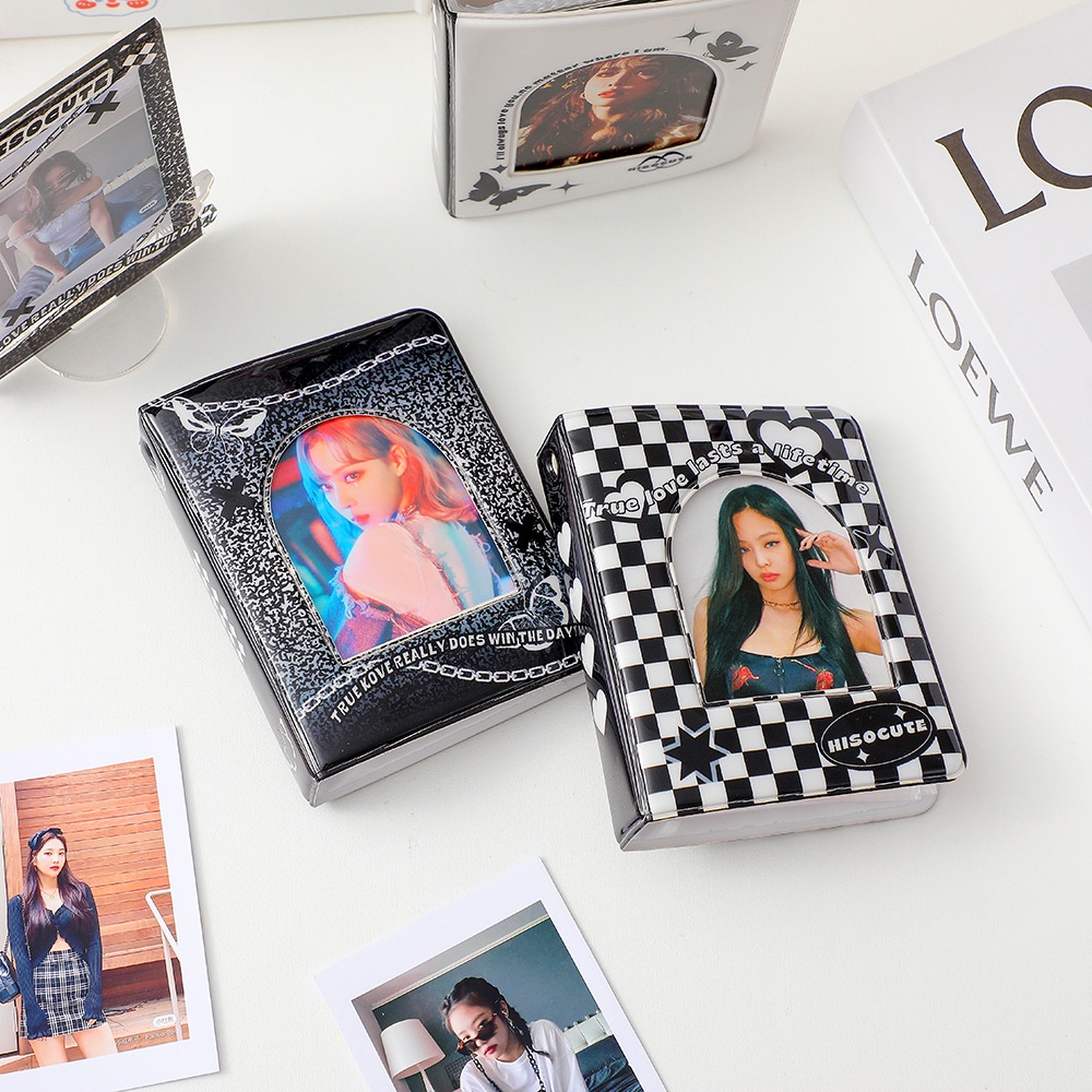 3 Inch Black Checkerboard Cover Album Foto Album 40 Kantong Photocard Binder Mini Collect Book Photocard