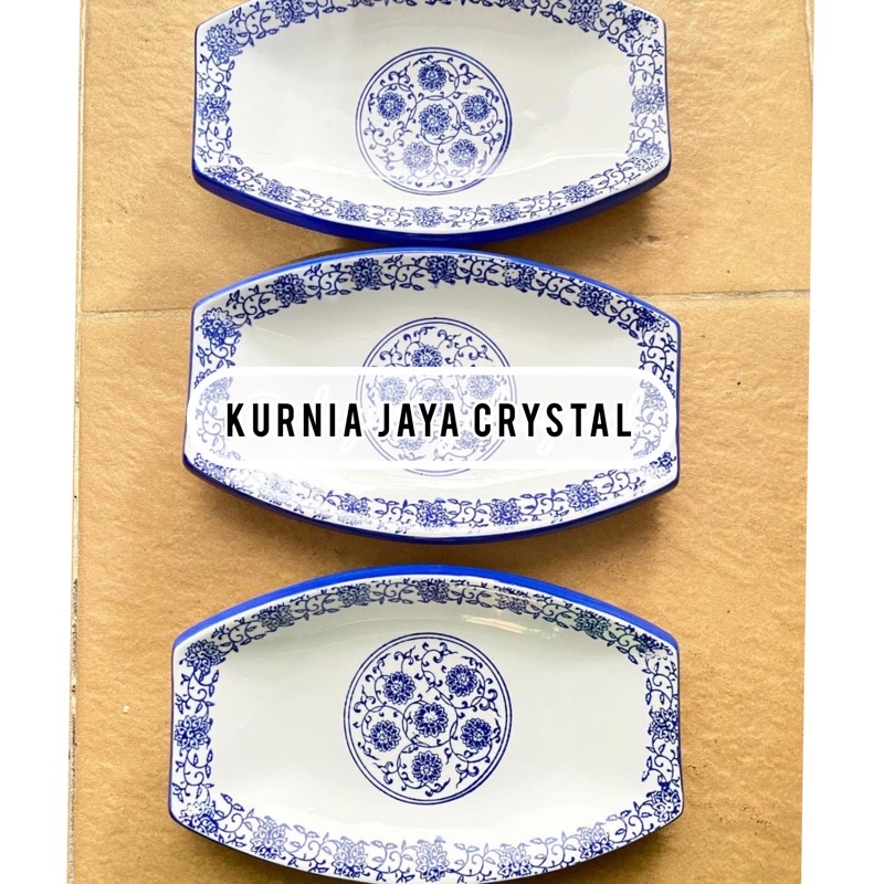 Piring Keramik Biru Putih Motif Sushi Plate/ Piring Saji Import