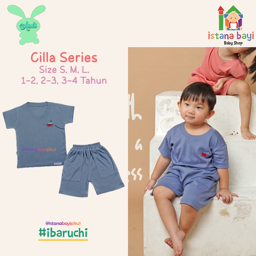 Aruchi Setelan Pendek T-shirt Cilla Girl &amp; Boy / Setelan Pendek Anak Warna