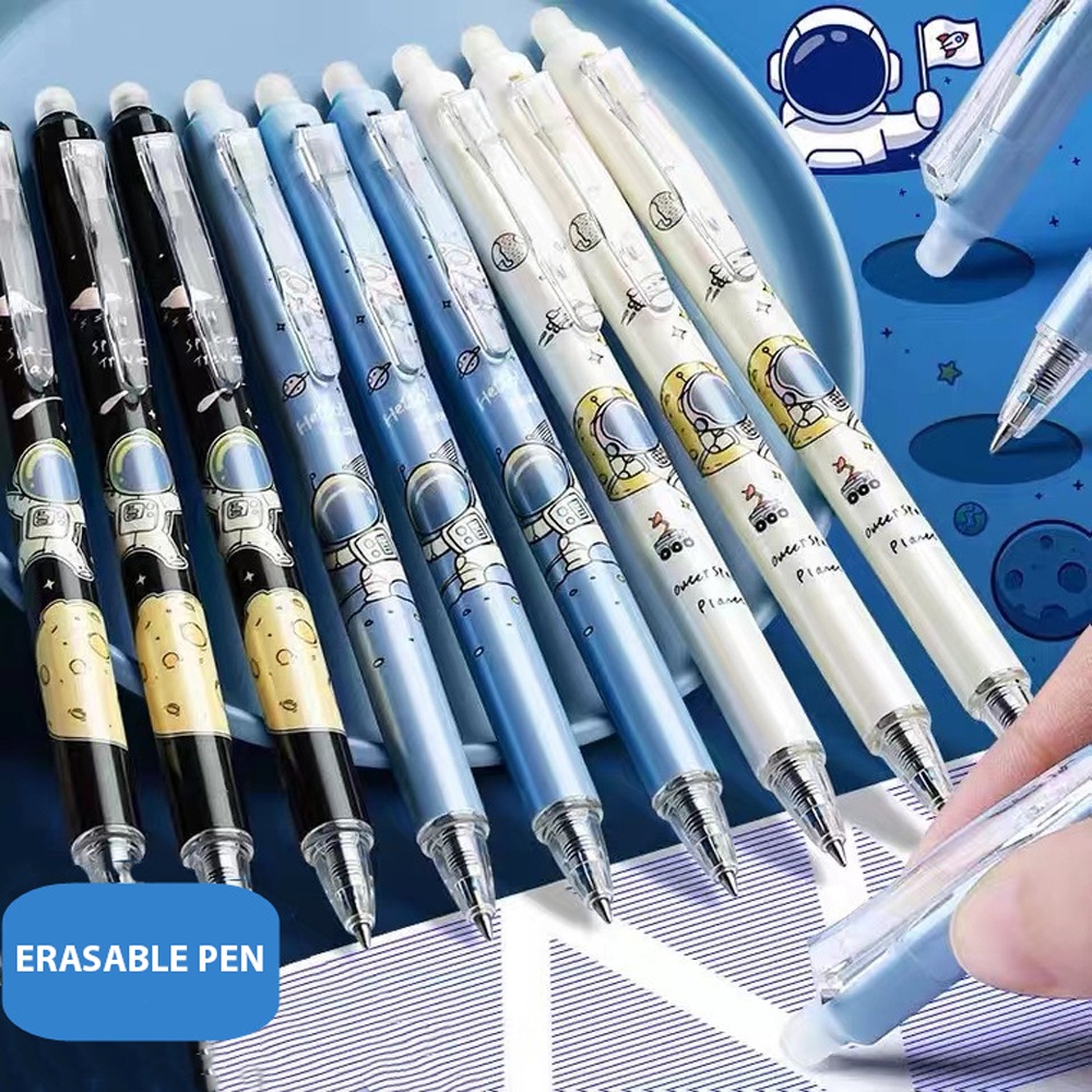 Hot Erasable Push Core Neutral Pen Dengan Eraser 0.5mm Blue Refill Tulisan Dan Menghapus Two In One Pena Tulisan Pola Acak Alat Tulis Kantor Siswa Umum