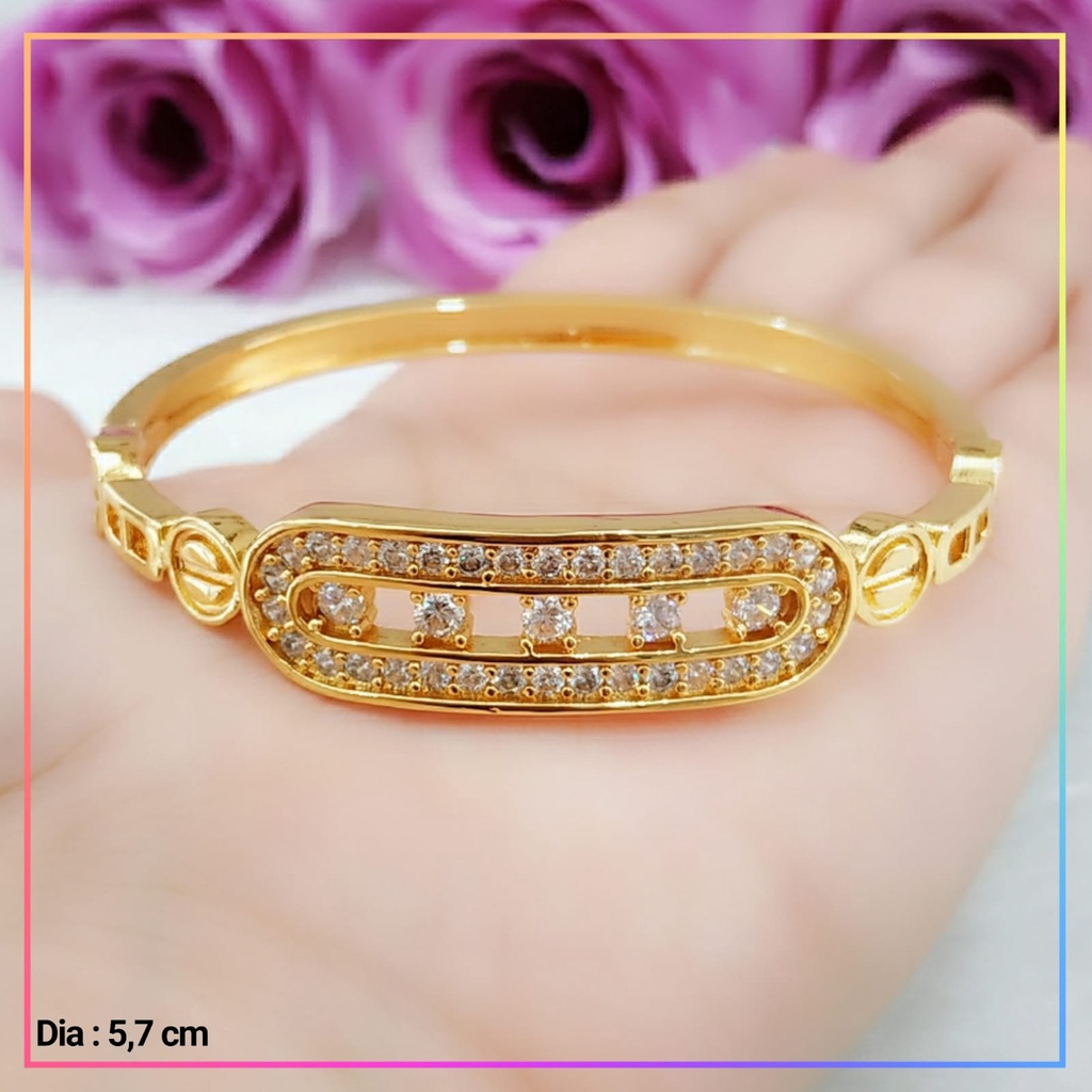 Gelang xuping gelang bangkok dewasa permata zirkon lapis emas gold terlaris GL 307