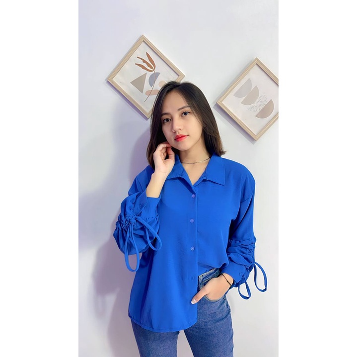 Tq88indonesia Fashion Baju Atasan Wanita Terbaru /  LESI BLOUSE WANITA CRINCLE  LENGAN SERUT / Blus / Busana Kasual Cewek / Ootd