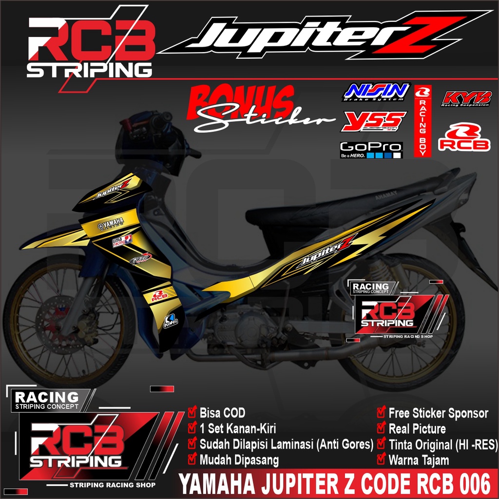 STIKER STRIPING VARIASI JUPITER Z LAMA BURHAN GRAFIS RACING STICKER JUPITER ROADRACE KEREN RCB 006