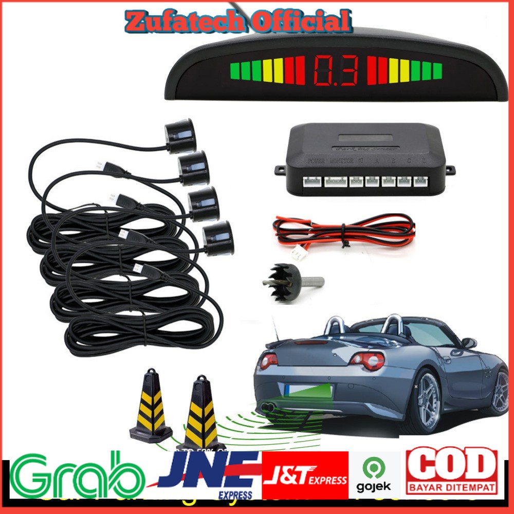 Parktronic Radar LED dengan 4 Sensor Parkir Mobil - LH811A8R62 - Black