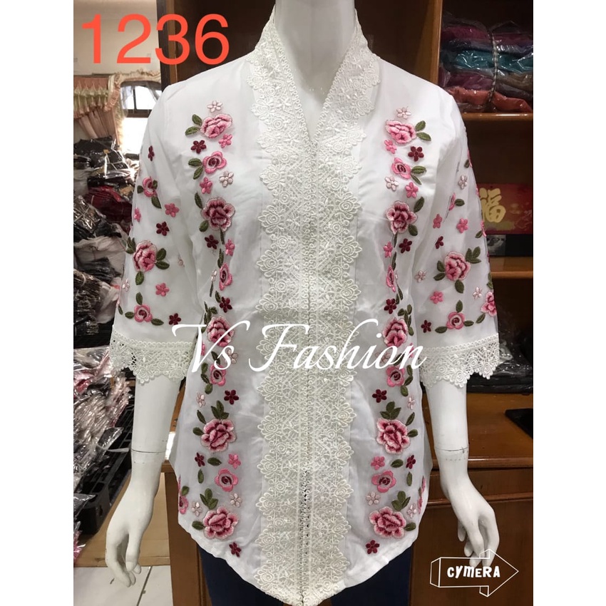 Kebaya alexuez organdi bordir bunga pink 0961