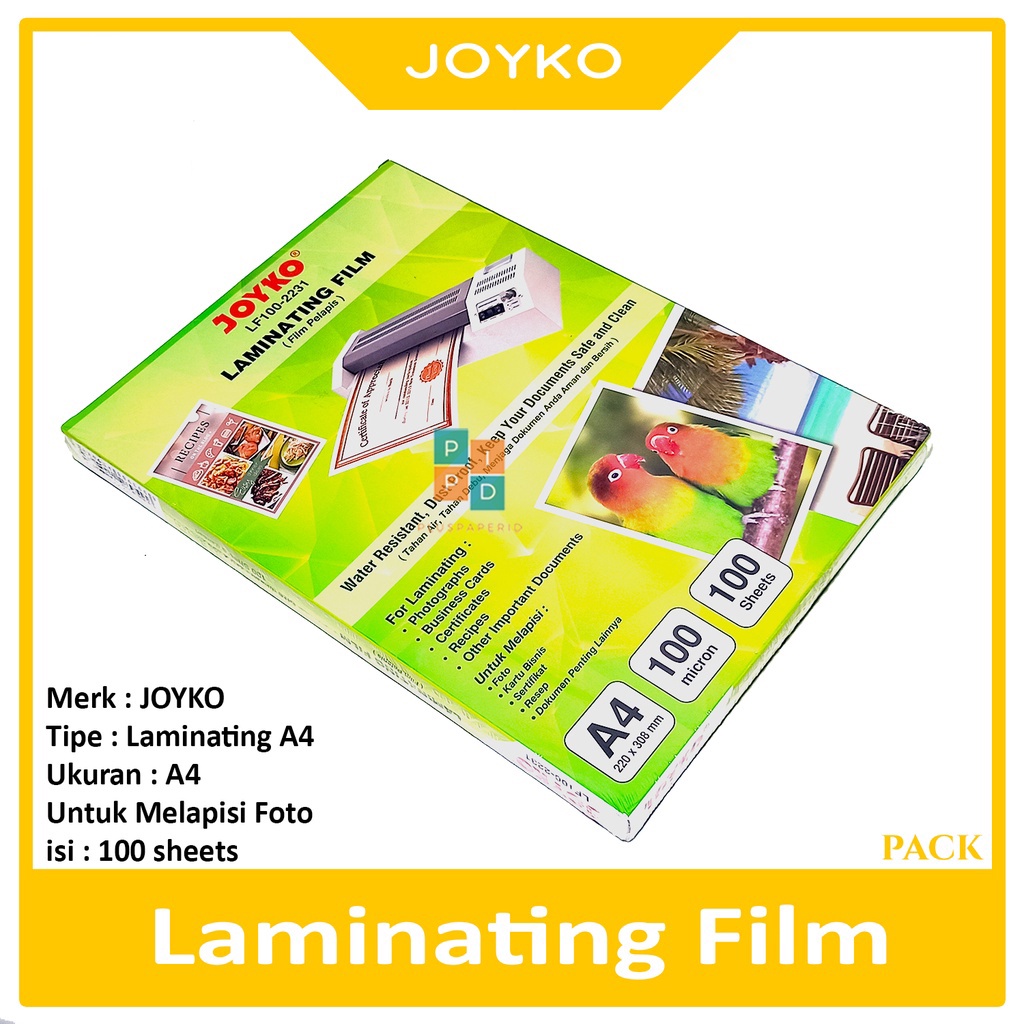 

JOYKO - Film Pelapis Laminating Film LF100 A4 2231 - A3 3244 - Pack