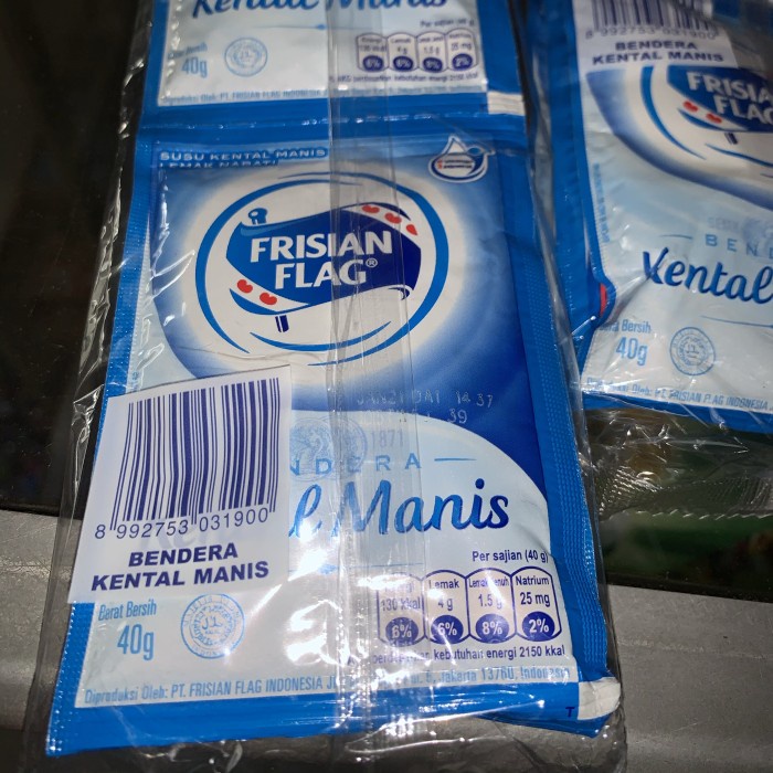 

Kental-Manis- Susu Bendera Kental Manis Sachet Putih Isi 6 Pcs -Manis-Kental