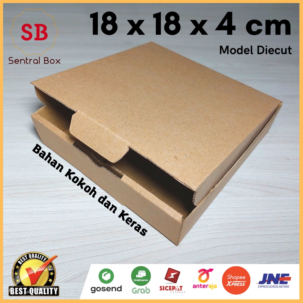 

( Min.order 5 pcs ) Kardus 18 x18 x 4 cm.........Die Cut ( untuk pembelian di atas 10 pcs harga lebih murah )