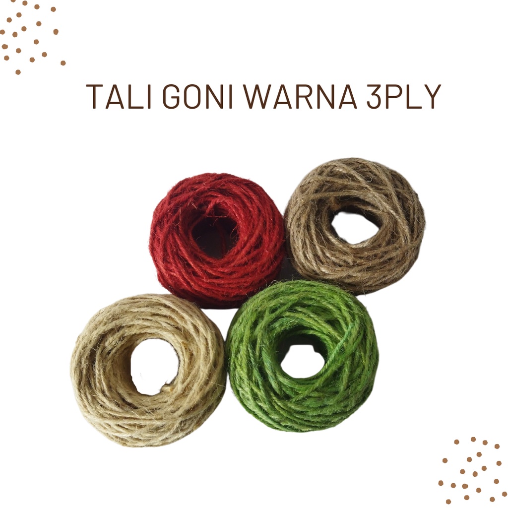

Tali Rami Goni 3Ply 30M - Tali Serat Alam 3MM Warna - Tali Pita Kado