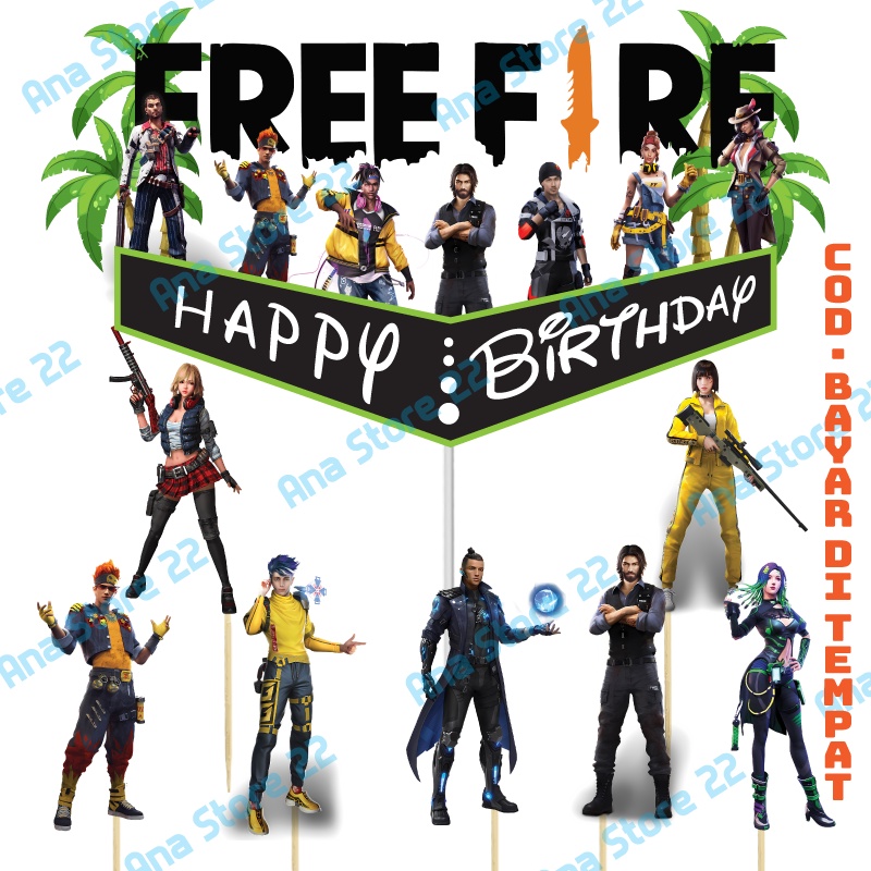 

CAKE TOPPER HAPPY BIRTHDAY KARAKTER FREE FIRE HIASAN DEKORASI KUE ULANG TAHUN KARAKTER FREE FIRE