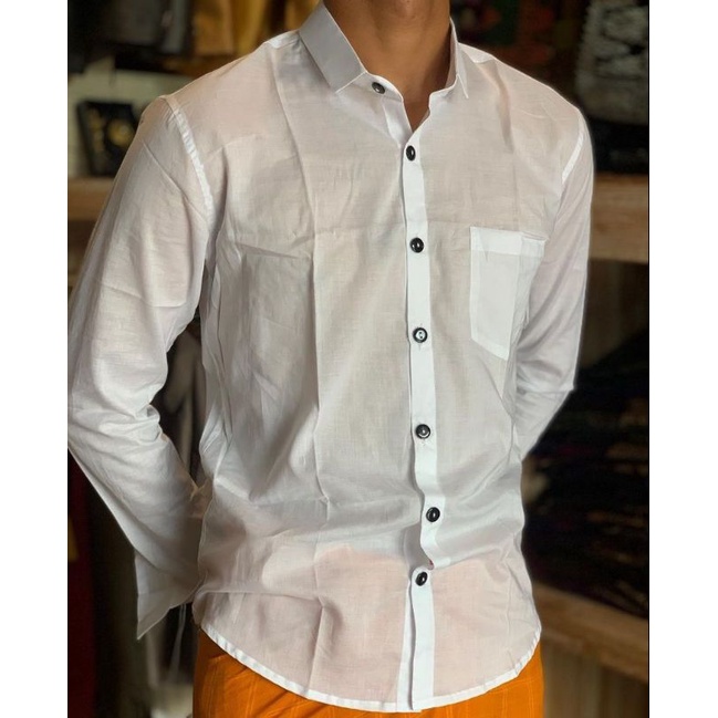 Kemeja Putih Katun Swiss