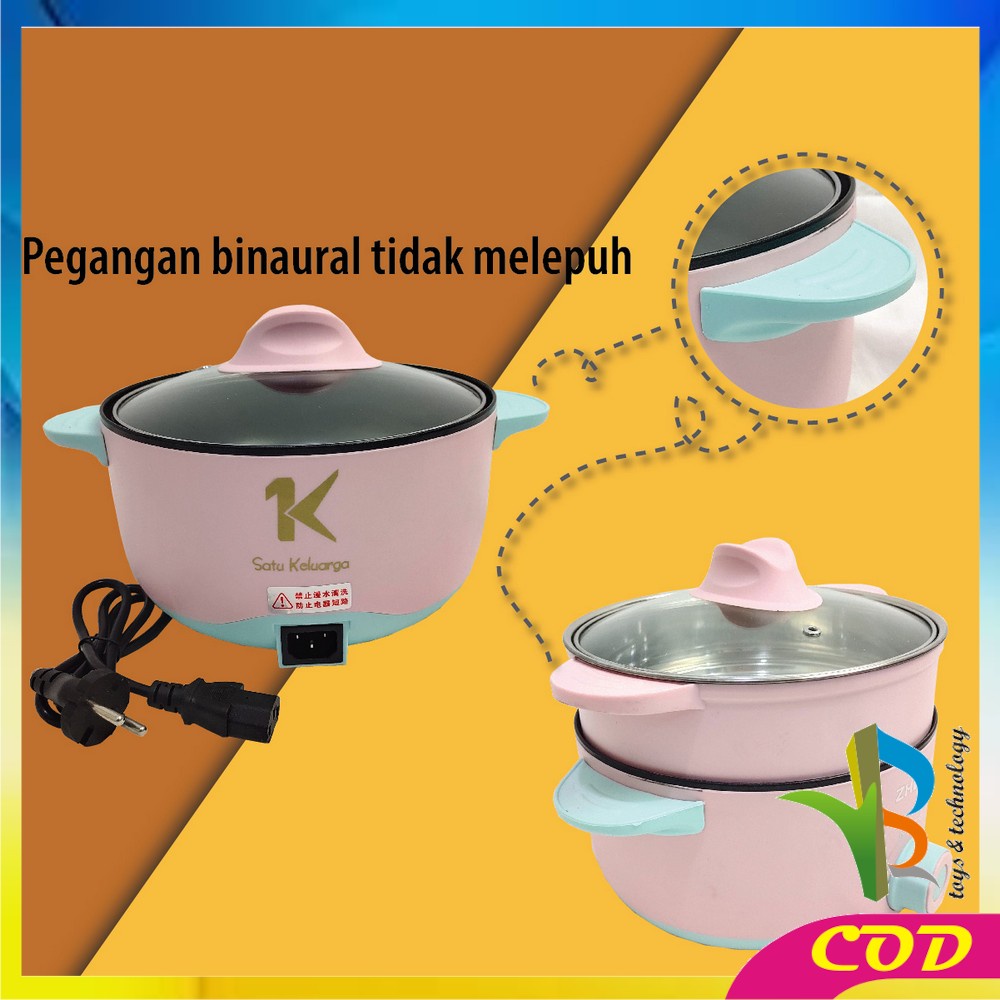 RB-C521 Panci Listrik Electric Kukusan Serbaguna Cooker Tingkat Multifungsi Lapisan Keramik Panci Anti Lengket