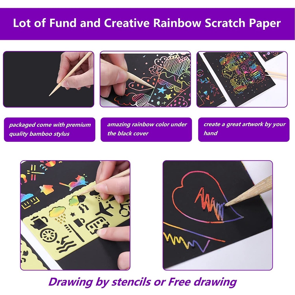 1000 Pcs Magic Scratch Off Craft Kit Untuk Anak-Anak Gambar Warna Note Pad Pasokan Untuk Gadis Laki-Laki DIY Pesta Nikmat Game Mainan