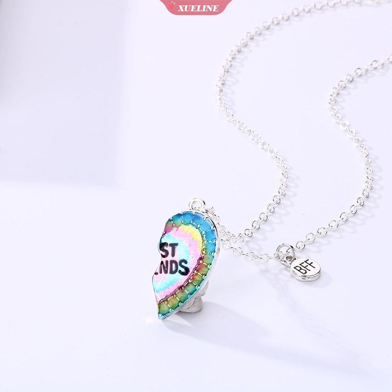 Fashion Trendi Warna-Warni Cinta Paduan Cinta Sucker BFF Anak Kalung Kartun Sahabat Hadiah, Pasangan Hati Cinta Selamanya Liontin Perempuan BFF Kalung Set [ZXL]