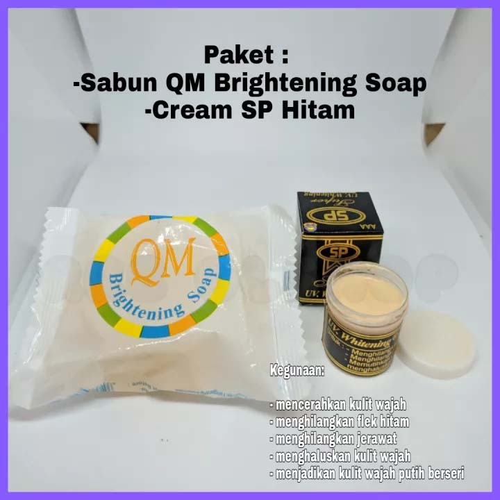 Paket Cream SP Hitam UV Whitening Siang Dan Malam Plus Sabun QM Original BPOM // Paket Pemutih Dan Pembersih Wajah