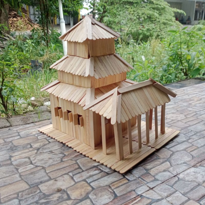 miniatur masjid agung demak dari stik es krim