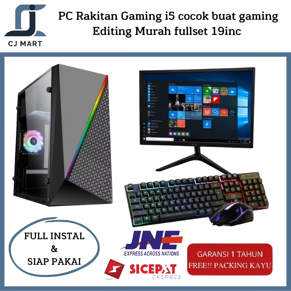 Cpu pc rakitan Gaming i5 cocok buat gaming editing murah fullset 19inc