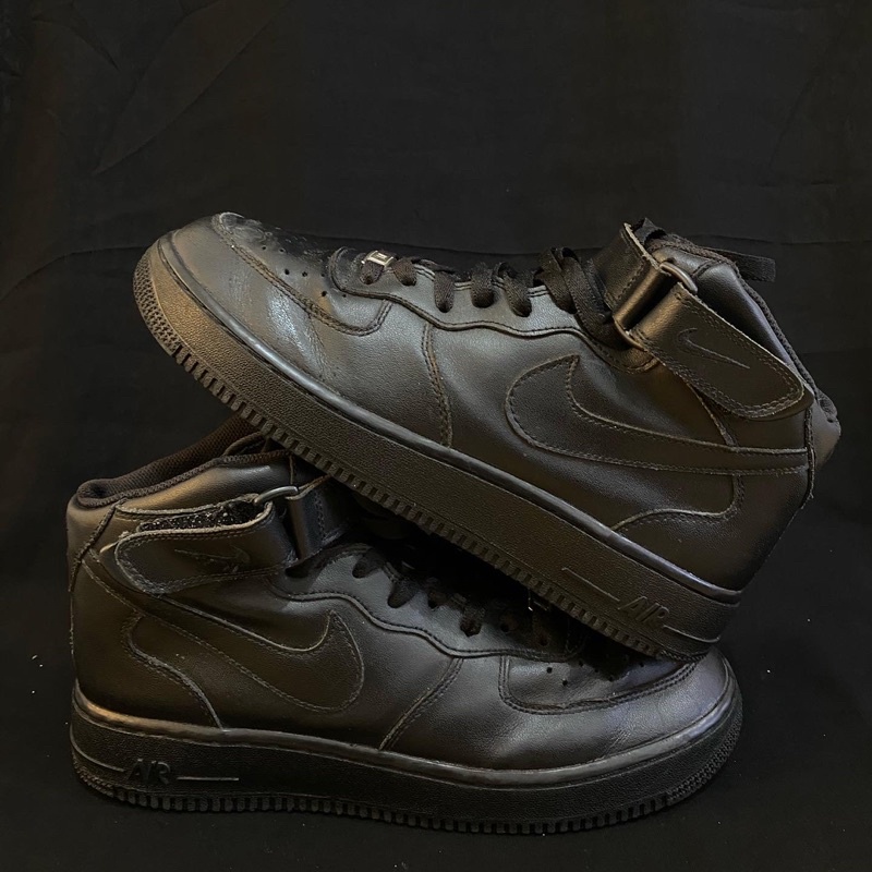 NIKE AIR FORCE 1 HIGH TRIPLE BLACK SECOND SIZE 43