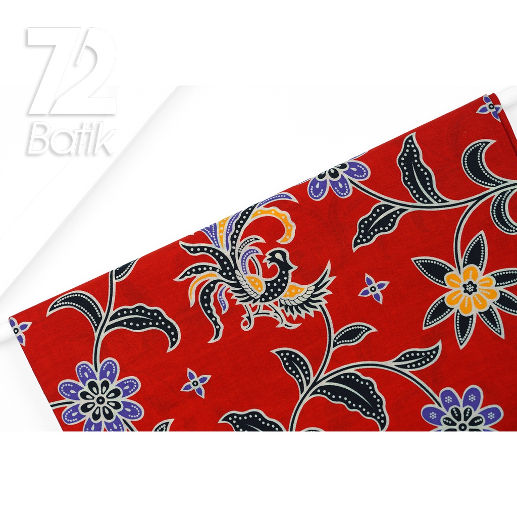 KAIN BATIK PREMIUM Bahan Katun Motif Kembang Fox Warna Merah 723082 Cap 72IL Jarik Jarit Samping Kebat Panjang Batik Katun Modern Premium Bahan Seragam Batik Pernikahan Kantor Keluarga Murah Kamen Jadi Batik Bali Lembaran