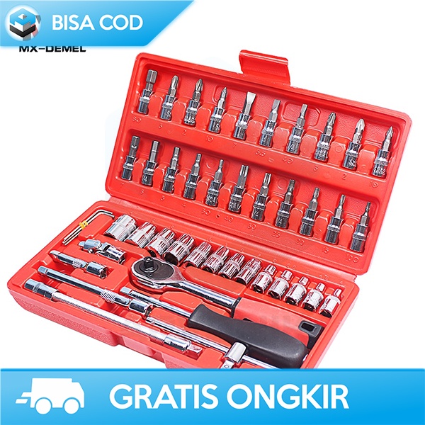 SET ALAT SERVICE MOBIL PAKET OBENG REPARASI 46 IN 1 MX DEMEL SERBAGUNA