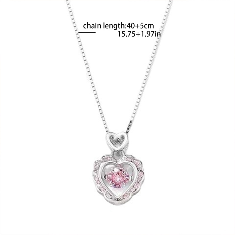 Fancyqube Korea Fashion Hollow Pink Kristal Hati Liontin Kalung Rantai Warna Silver Untuk Wanita Pernikahan Perhiasan Aesthetic