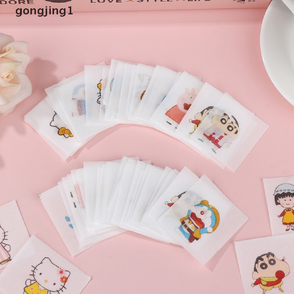 Ggg 100Pcs /Box Roti Edible Gluous Rice Paper Kukus Bun Kartun Stiker ID