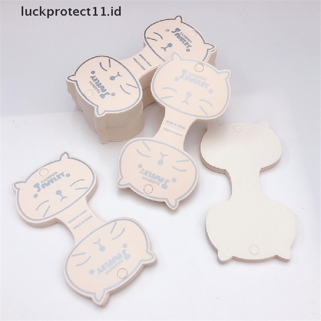 /Fashion Hot// Fashion Hot// 50pcs Kertas Kraft Wajah Kucing Packing Tag Kartu Handmade Rambut Perhiasan Display Cap.