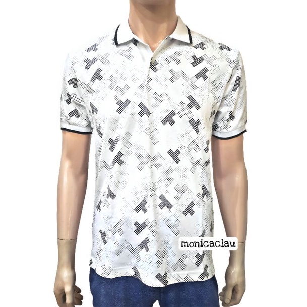 Kaos Polo Pria Poshboy Original Franklin Print Poloshirt Katun Putih Motif