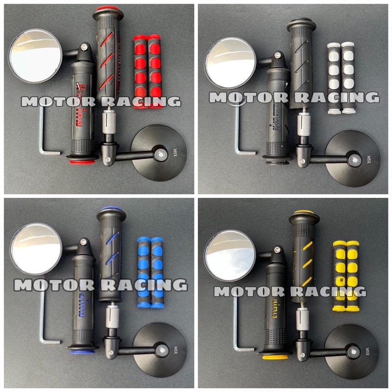 Paket Spion Motor Handgrip Domino Plus Karet Handle Rem Plus Spion Jalu Bar End Universal Semua Motor