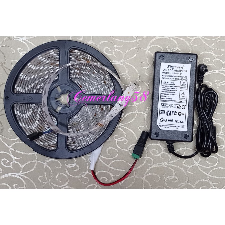 Paket Lampu LED Strip RGB 5050 Flexible DC 24V IP44 WATERPROOF