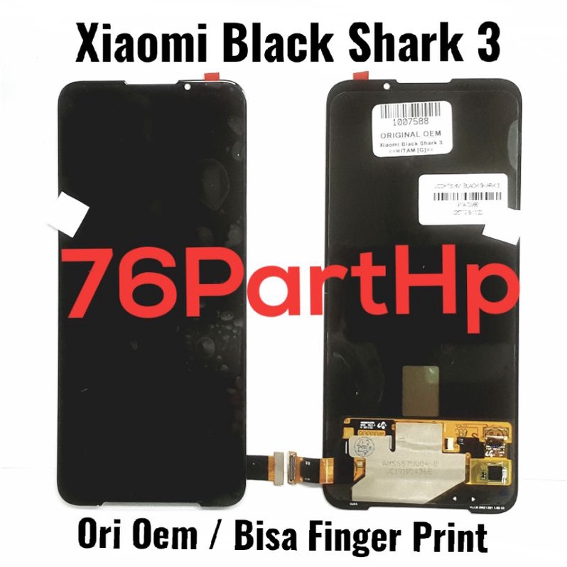 Ori Oem Lcd Touchscreen Fullset Black Shark 3 - Bisa Fingerprint - Hitam