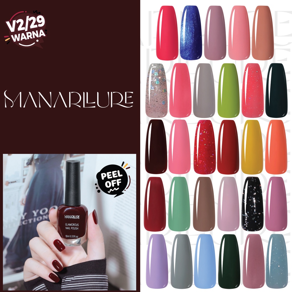 [V2] Manarllure Kutek Peel Off Non Toxic Manicure Cat Kuku Peelable Cat Kuku Peel Off Kutek Halal  Muslimah Nail Polish