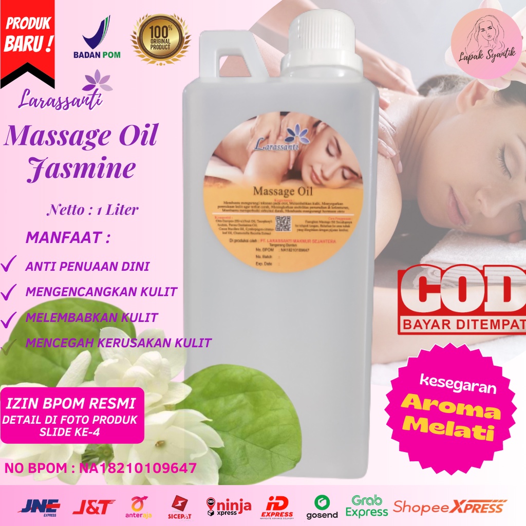 LARASSANTI Minyak Zaitun Massage Oil Aromatherapy Pijat Urut Asli Aromaterapi Melati 1 Liter